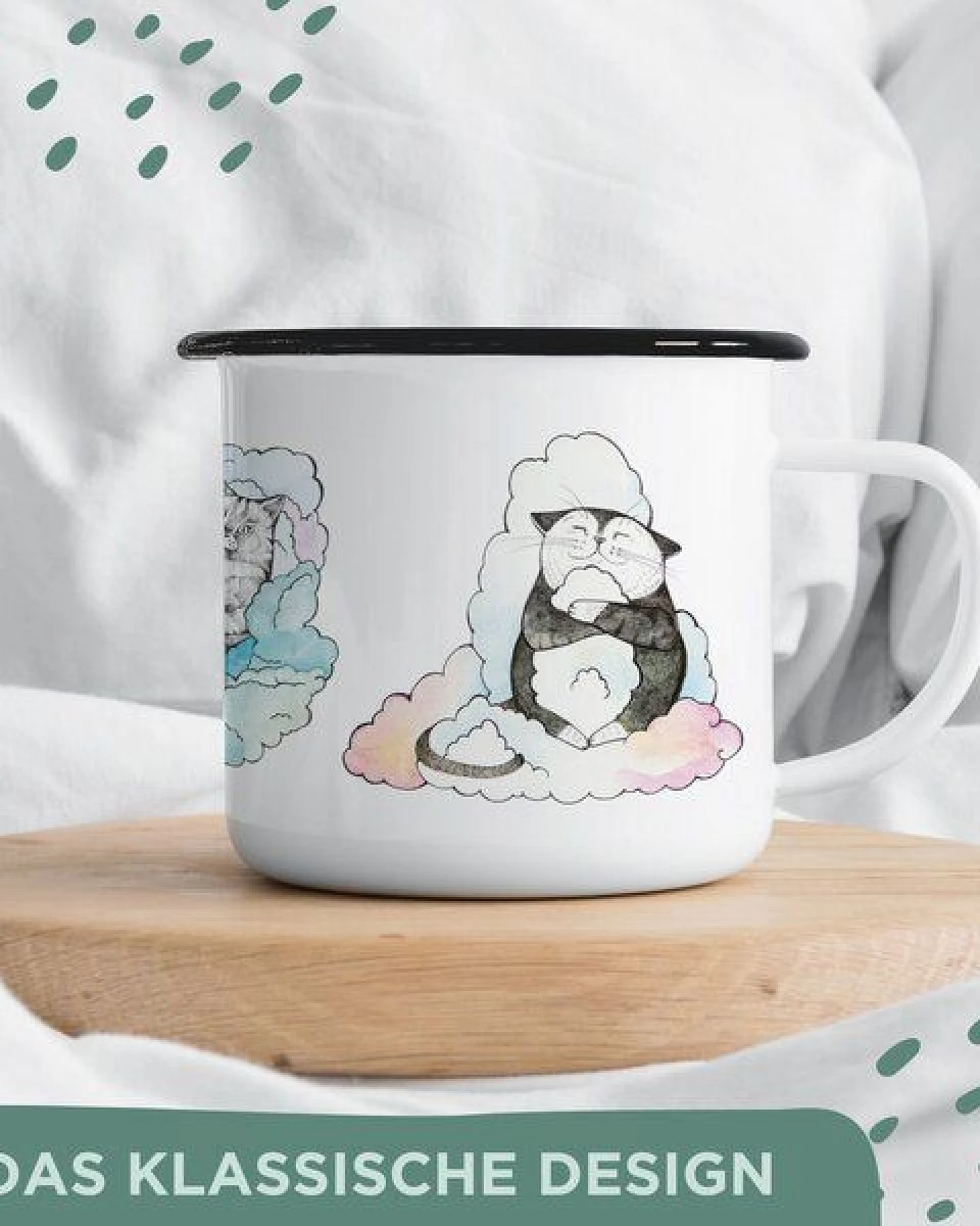 Emaille Tasse – Tommi & Friends – LIGARTI Tiermanufaktur – Ansicht 4