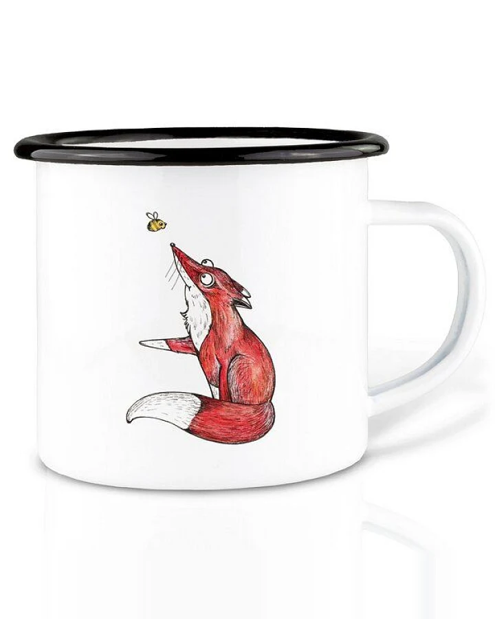 Emaille Tasse – Wegweiser (Fuchs & Biene) – LIGARTI Tiermanufaktur