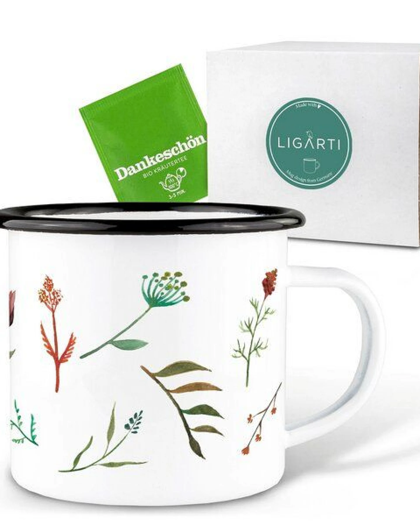 Emaille Tasse – Wildblumendurcheinander – LIGARTI Tiermanufaktur – Ansicht 3
