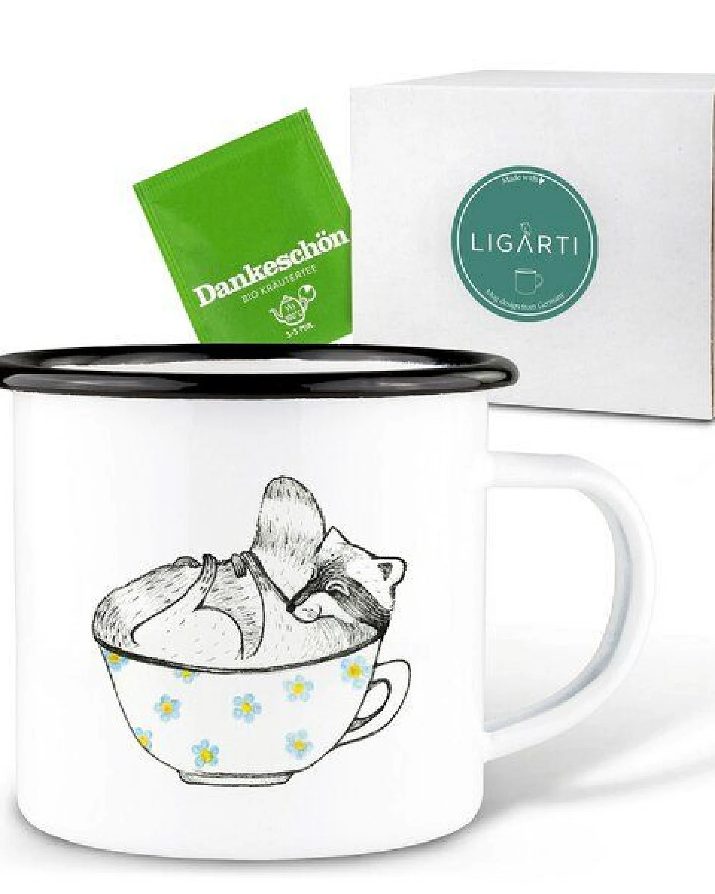 Emaille Tasse – Wildbärentee – LIGARTI Tiermanufaktur – Ansicht 3