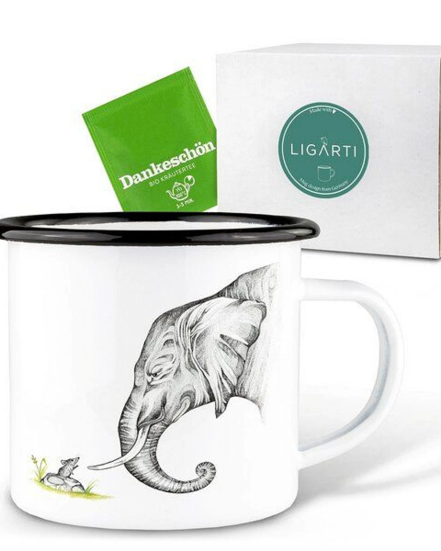 Emaille Tasse – Zutrauen – LIGARTI Tiermanufaktur – Ansicht 3