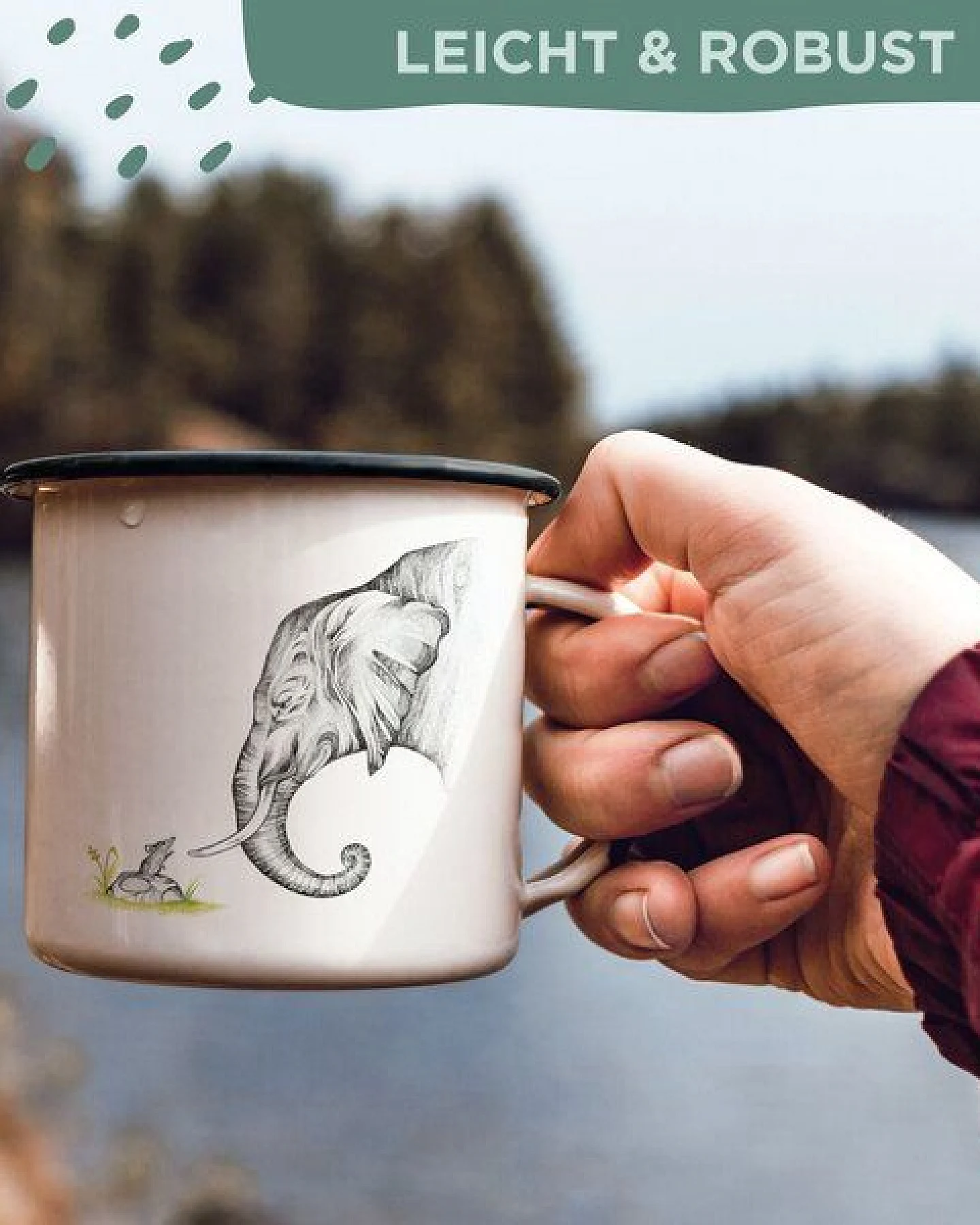 Emaille Tasse – Zutrauen – LIGARTI Tiermanufaktur – Ansicht 4