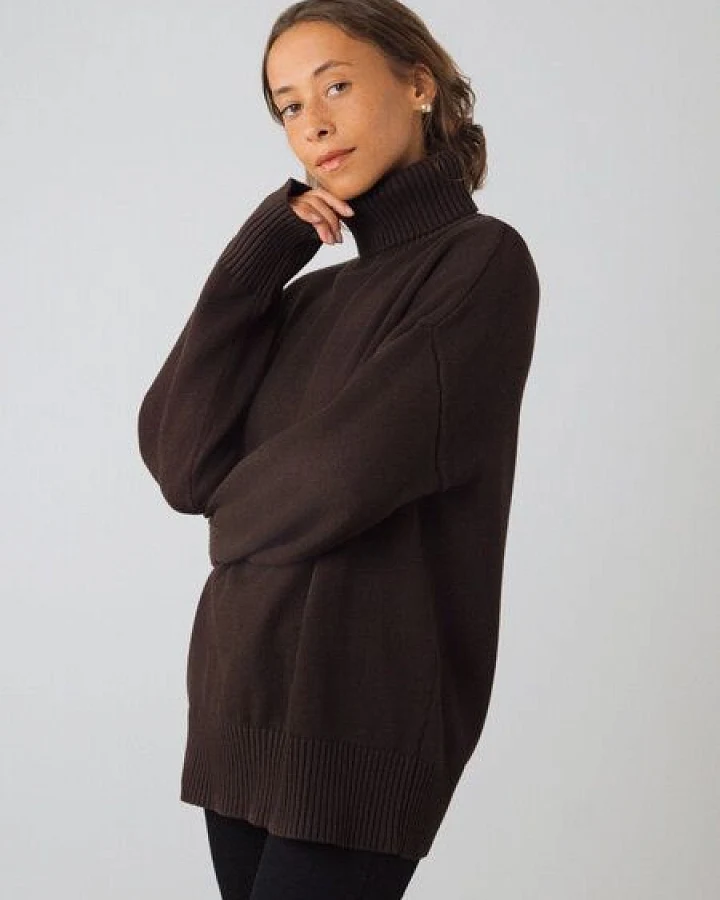 Honest Basics Damen Chunky Rollkragenpullover aus 100% Bio-Baumwolle