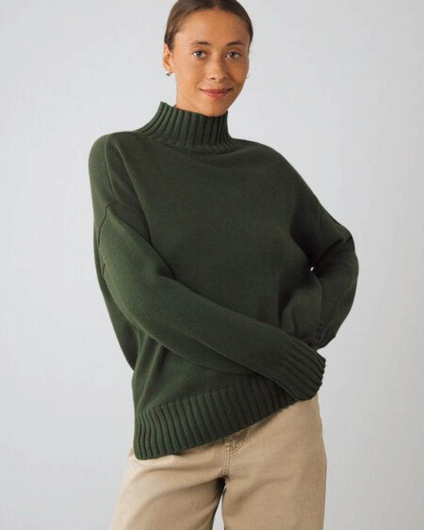 Honest Basics Damen Mock-Pullover aus Bio-Baumwolle – Ansicht 3