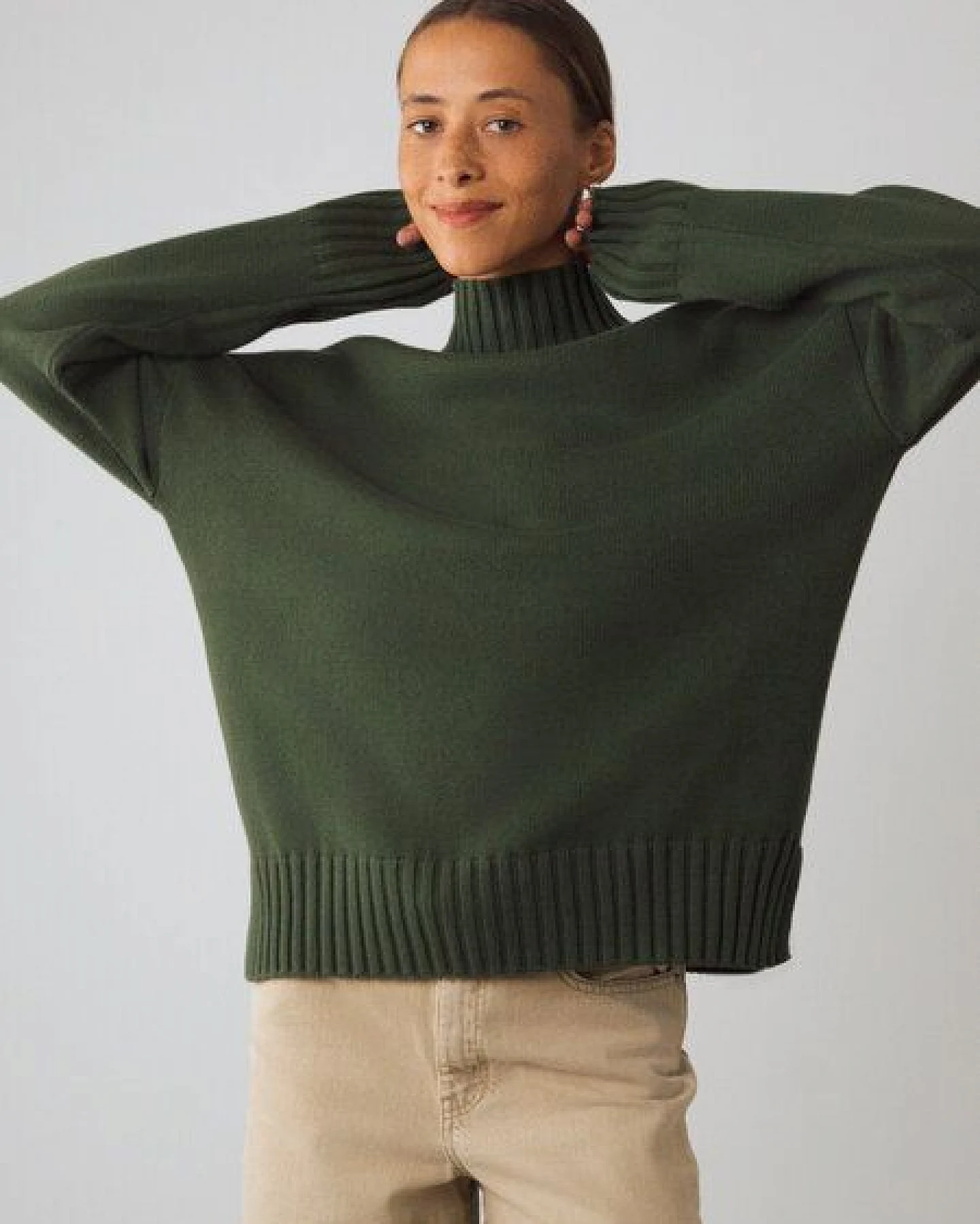 Honest Basics Damen Mock-Pullover aus Bio-Baumwolle – Ansicht 2
