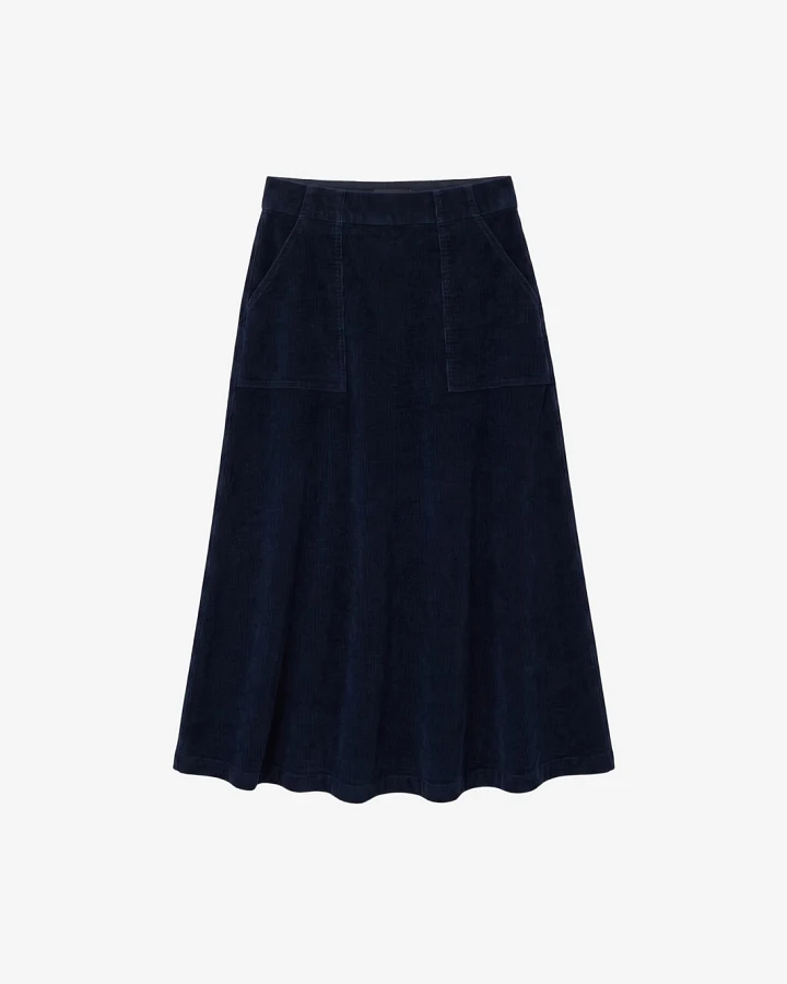KnowledgeCotton Apparel Damen vegan Rock Aus Cord Night Sky Blau