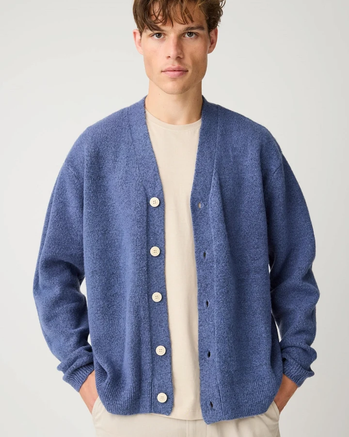 KnowledgeCotton Apparel Herren vegan Cardigan Soufflé Garn Vintage Indigo