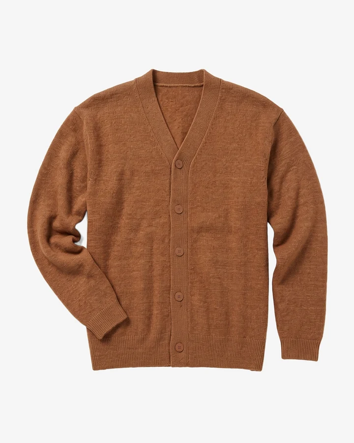 KnowledgeCotton Apparel Herren vegan Strickjacke Herren Aus Soufflé Garn In Lion Brown