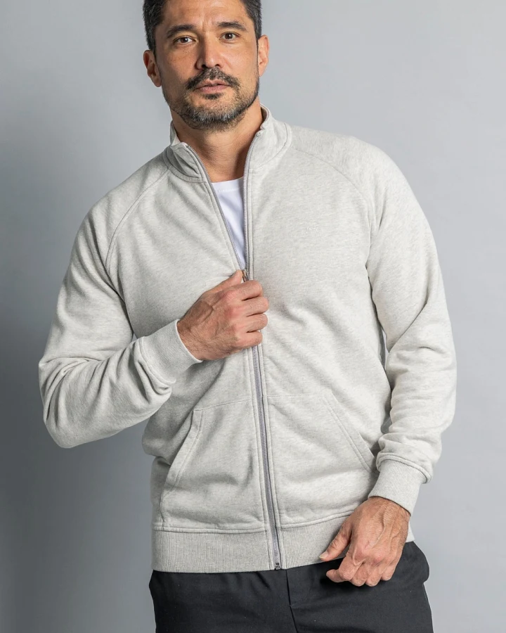 DIRTS Herren vegan Sweatjacke Zip Sweat Jacket Heather Grey