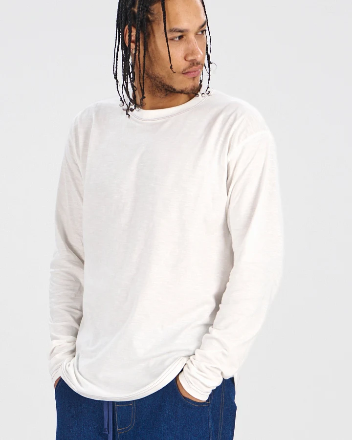 KOMODO Herren vegan Langarm-T-Shirt Hakon Off-White