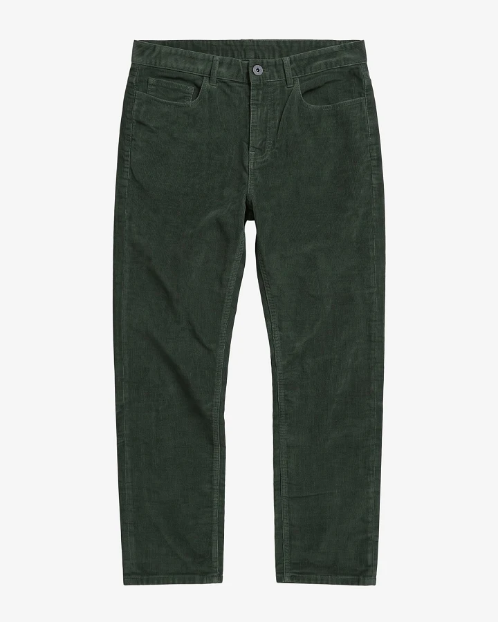 KnowledgeCotton Apparel Herren vegan Hose Oak Regular Cord Forest Night Grün