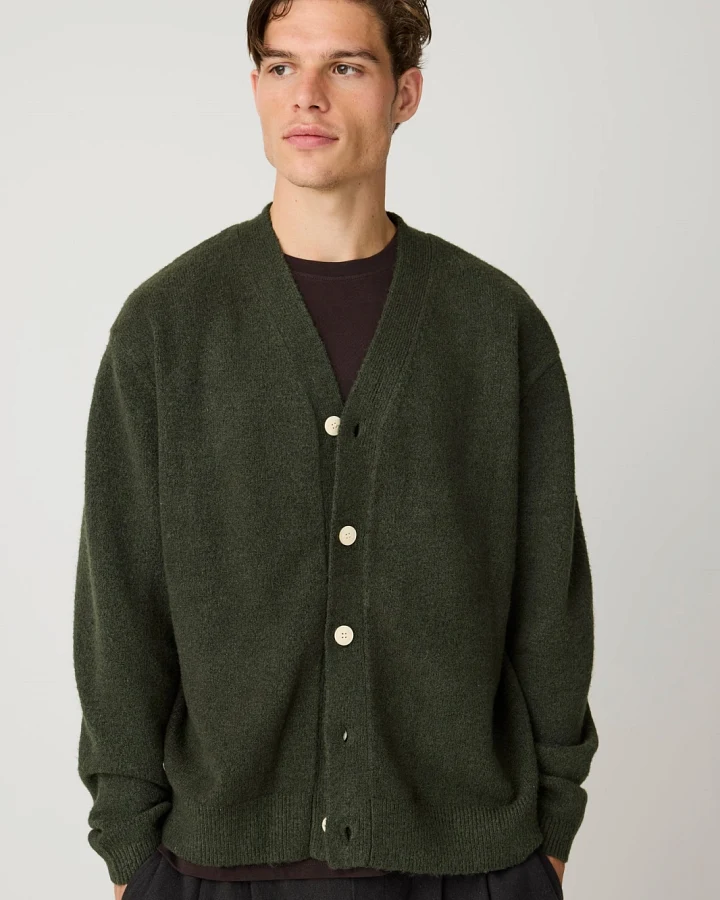 KnowledgeCotton Apparel Herren vegan Cardigan Soufflé Garn Forest Night