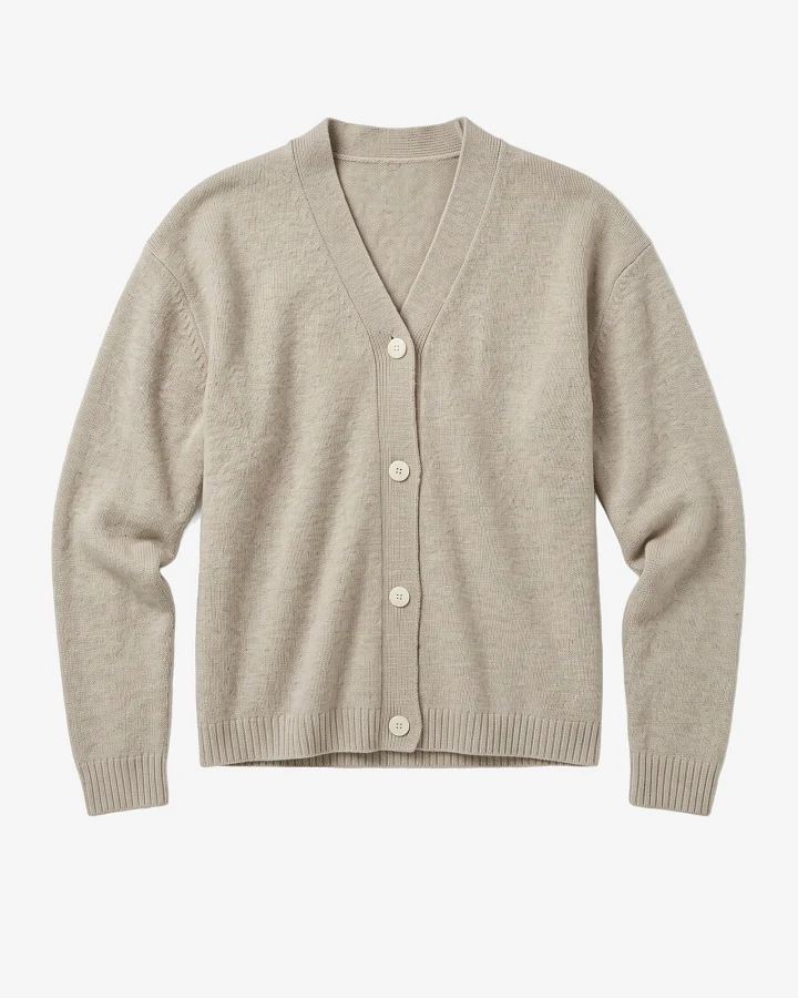 KnowledgeCotton Apparel Damen vegan Cardigan Soufflé Garn Hell Federgrau
