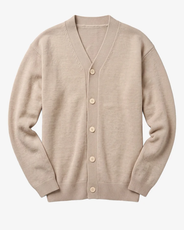 KnowledgeCotton Apparel Herren vegan Strickjacke Herren Aus Soufflé Yarn Helles Federgrau