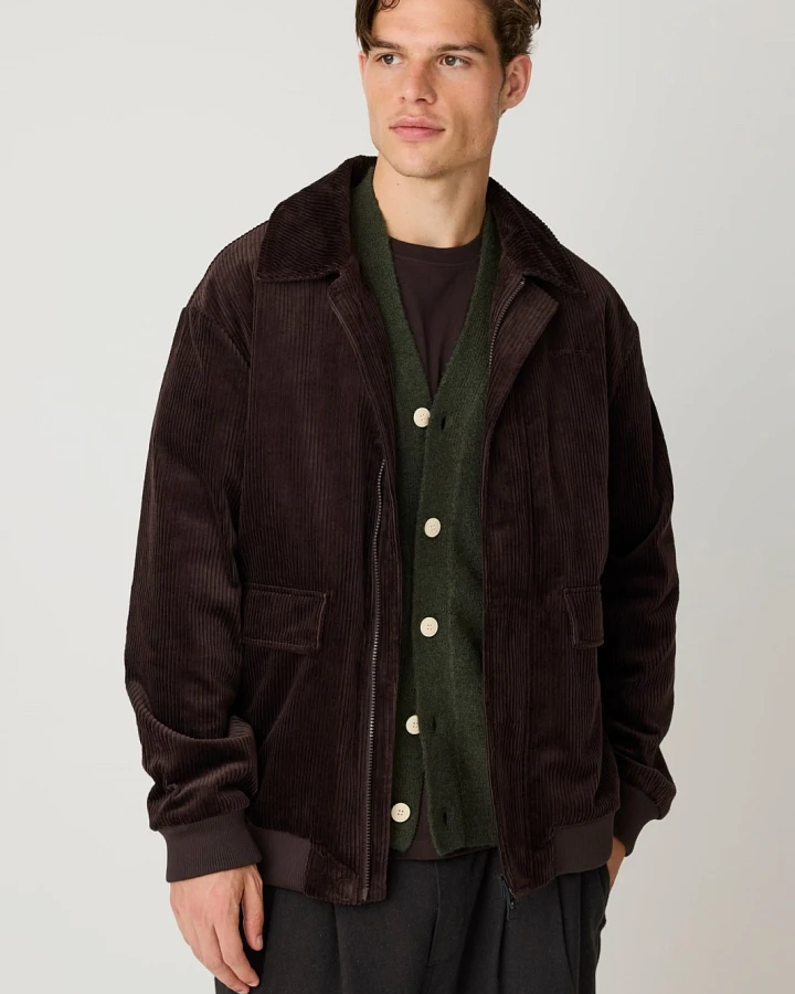 KnowledgeCotton Apparel Herren vegan Bomberjacke Aus Cord In Der Farbe Chocolate Torte