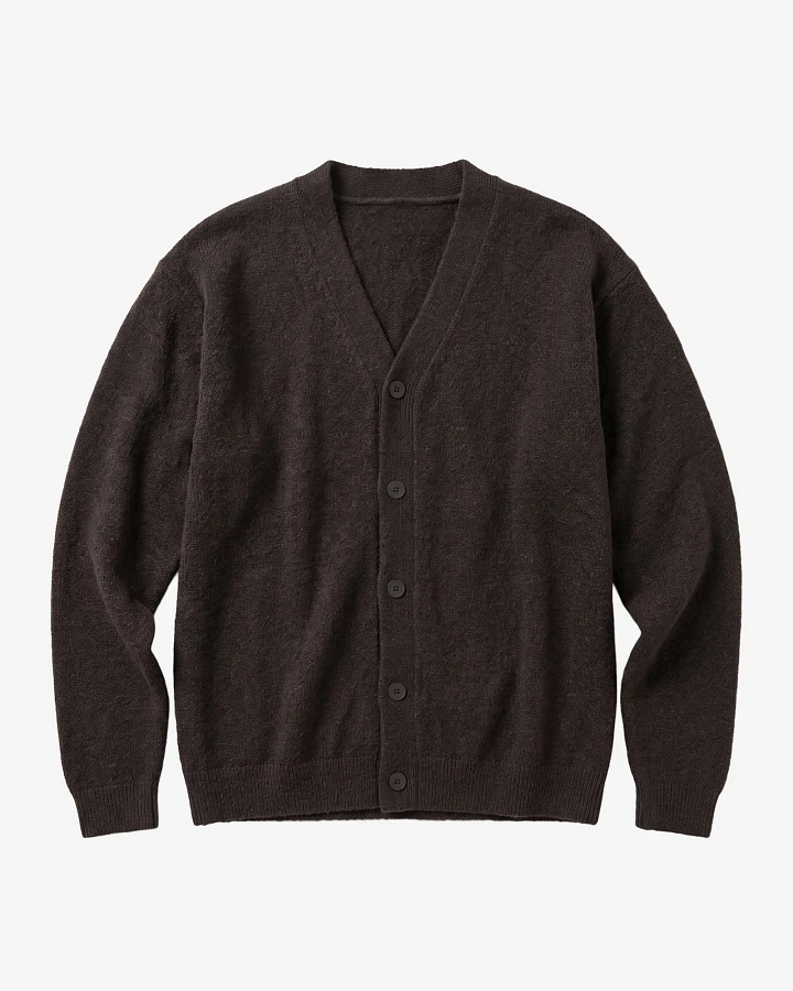 KnowledgeCotton Apparel Herren vegan Strickjacke Herren Aus Soufflé Yarn In Der Farbe Chocolate Torte