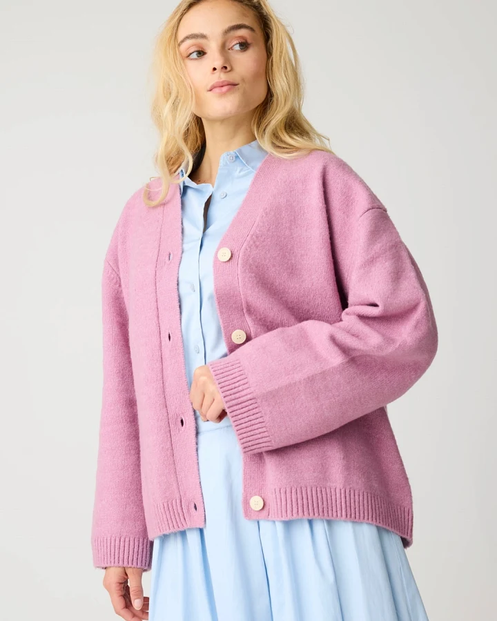 KnowledgeCotton Apparel Damen vegan Cardigan Soufflé Garn Orchid Haze