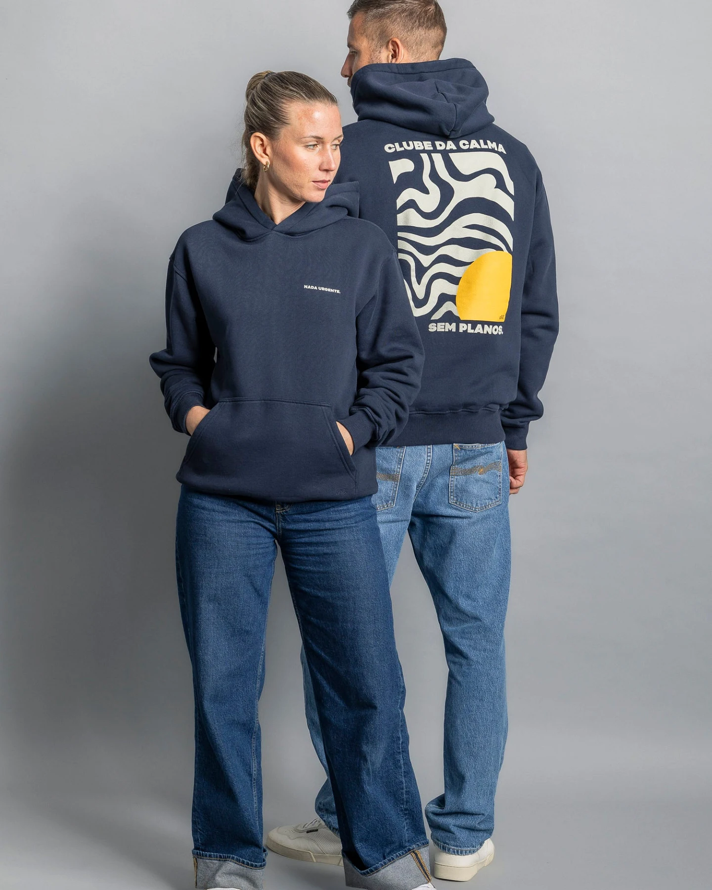 DIRTS Damen vegan Hoodie Nada Urgente Navy – Ansicht 2
