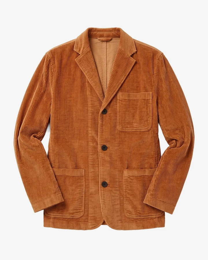 KnowledgeCotton Apparel Herren vegan Blazer Aus Cord Mit Löwenmuster Braun