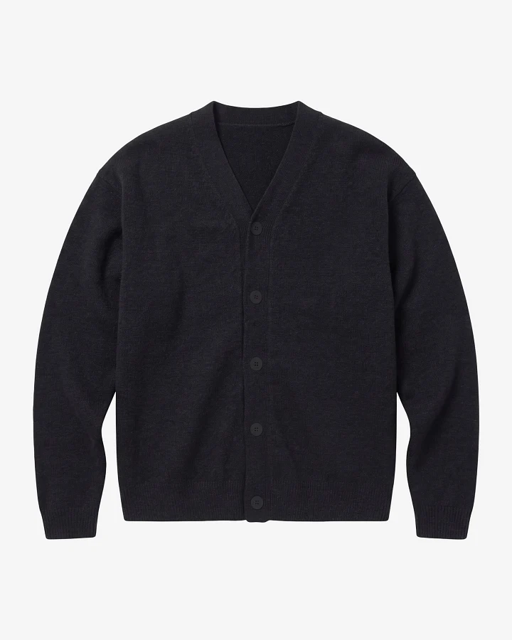 KnowledgeCotton Apparel Herren vegan Strickjacke Herren Aus Soufflé Yarn In Schwarz Jet