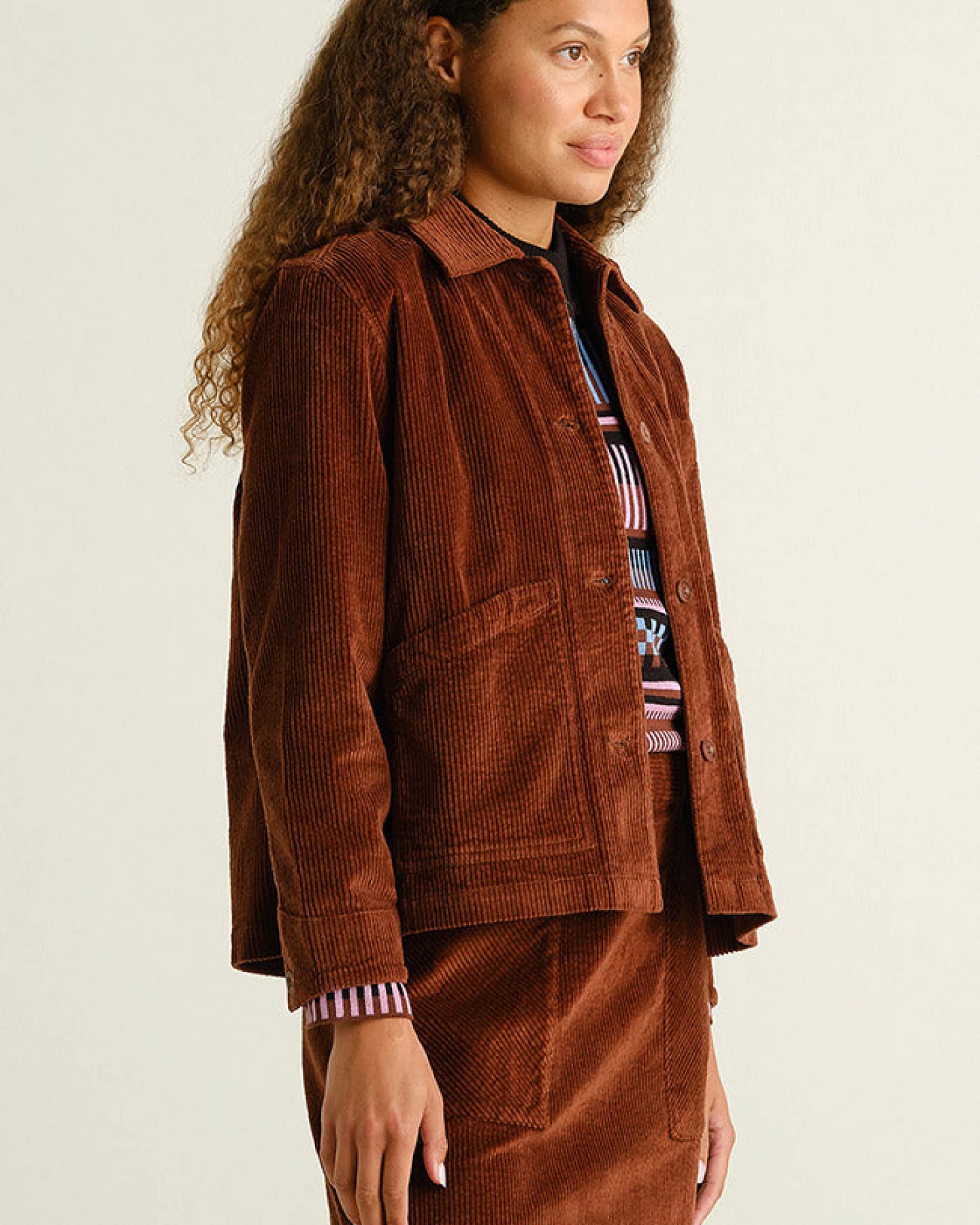 DEDICATED Damen vegan Jacke Stiby Cord Cappuccino – Ansicht 2