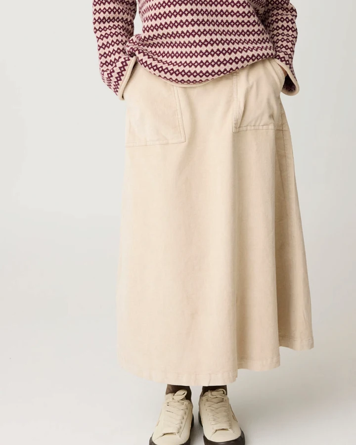 KnowledgeCotton Apparel Damen vegan Rock Corduroy Hell Federgrau