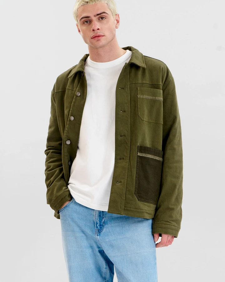 KOMODO Herren vegan Christophe-Mantel Mit Fleecefutter Khaki