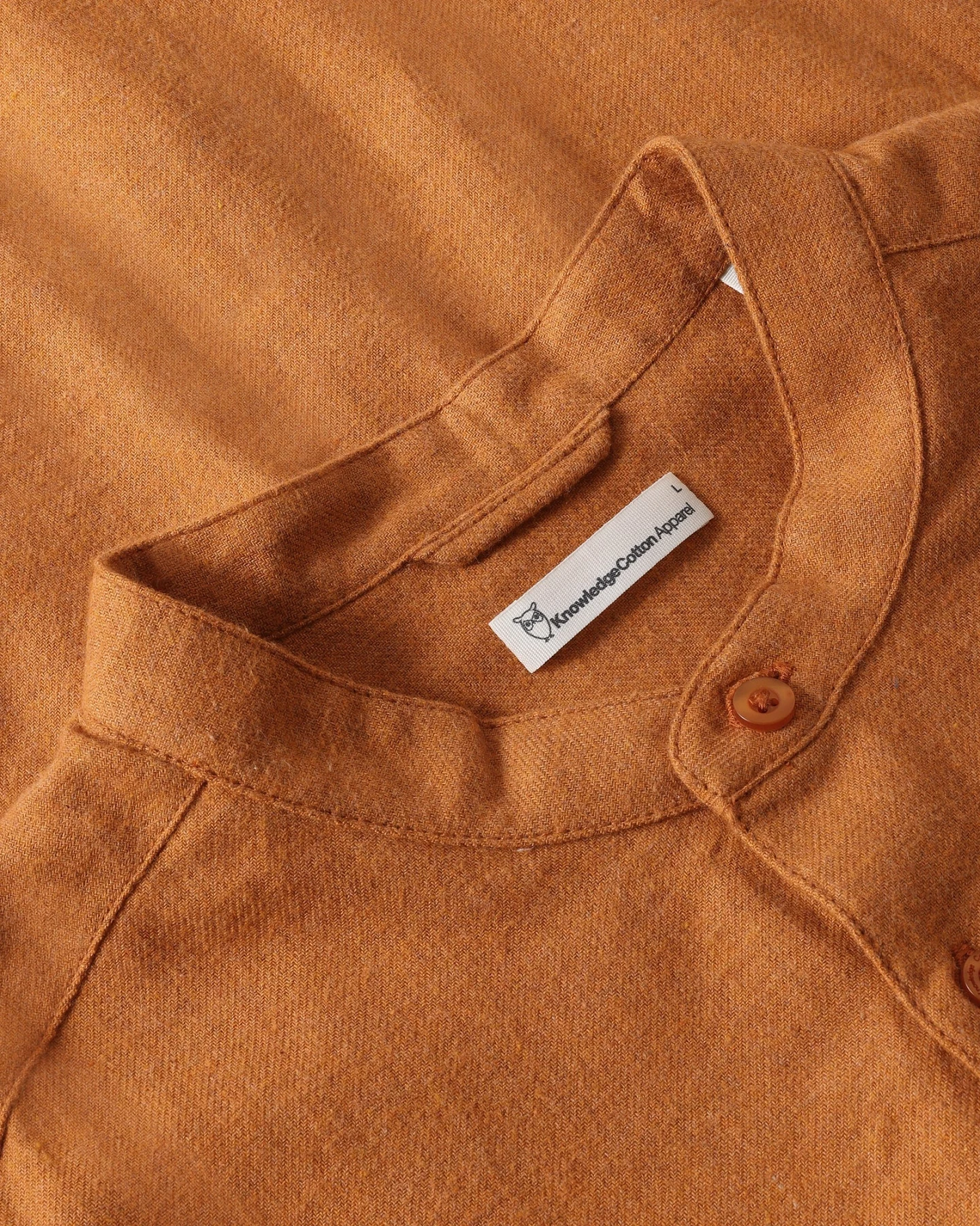 KnowledgeCotton Apparel Herren vegan Flanellhemd Arch Regular Golden Oak – Ansicht 2