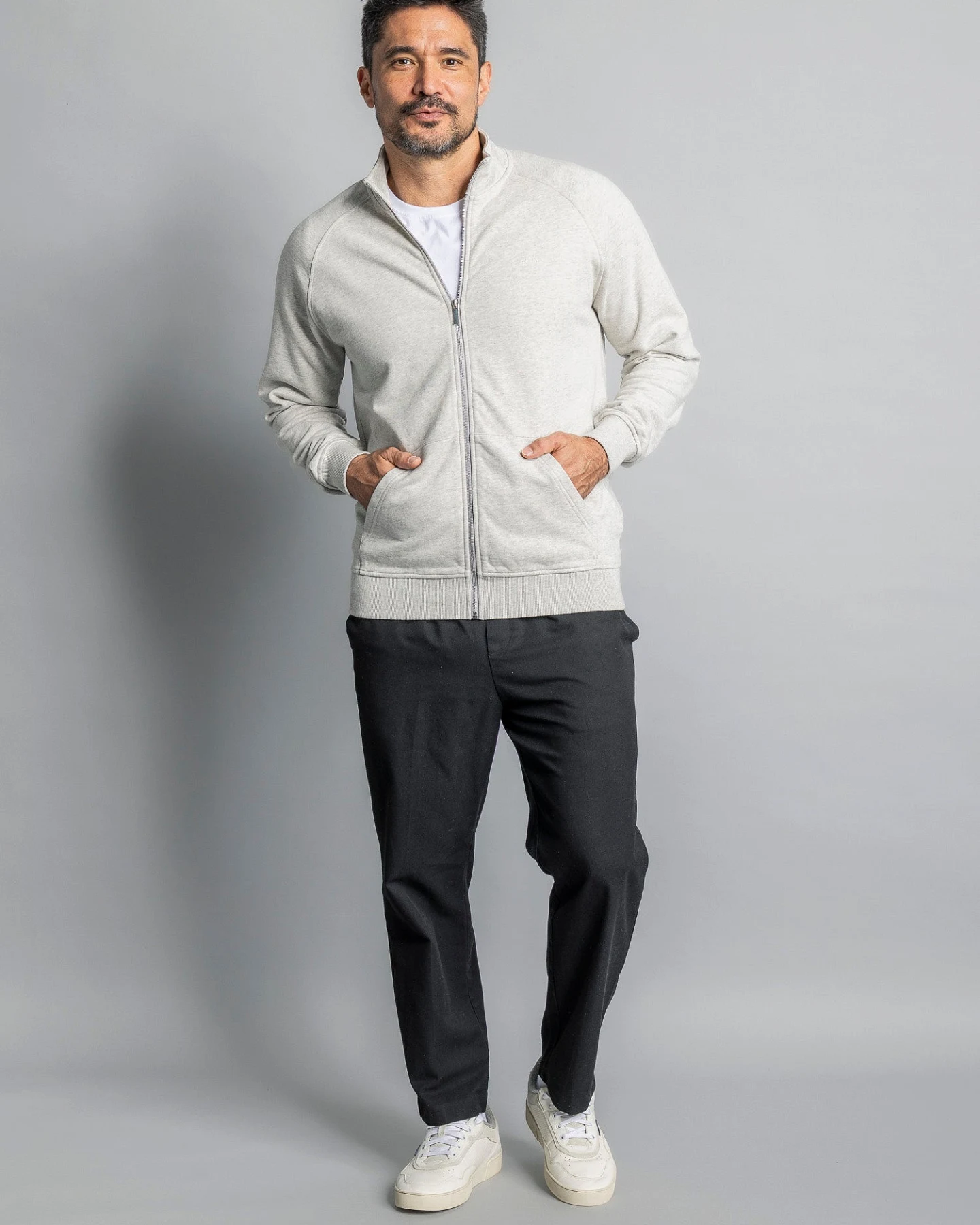 DIRTS Herren vegan Sweatjacke Zip Sweat Jacket Heather Grey – Ansicht 2