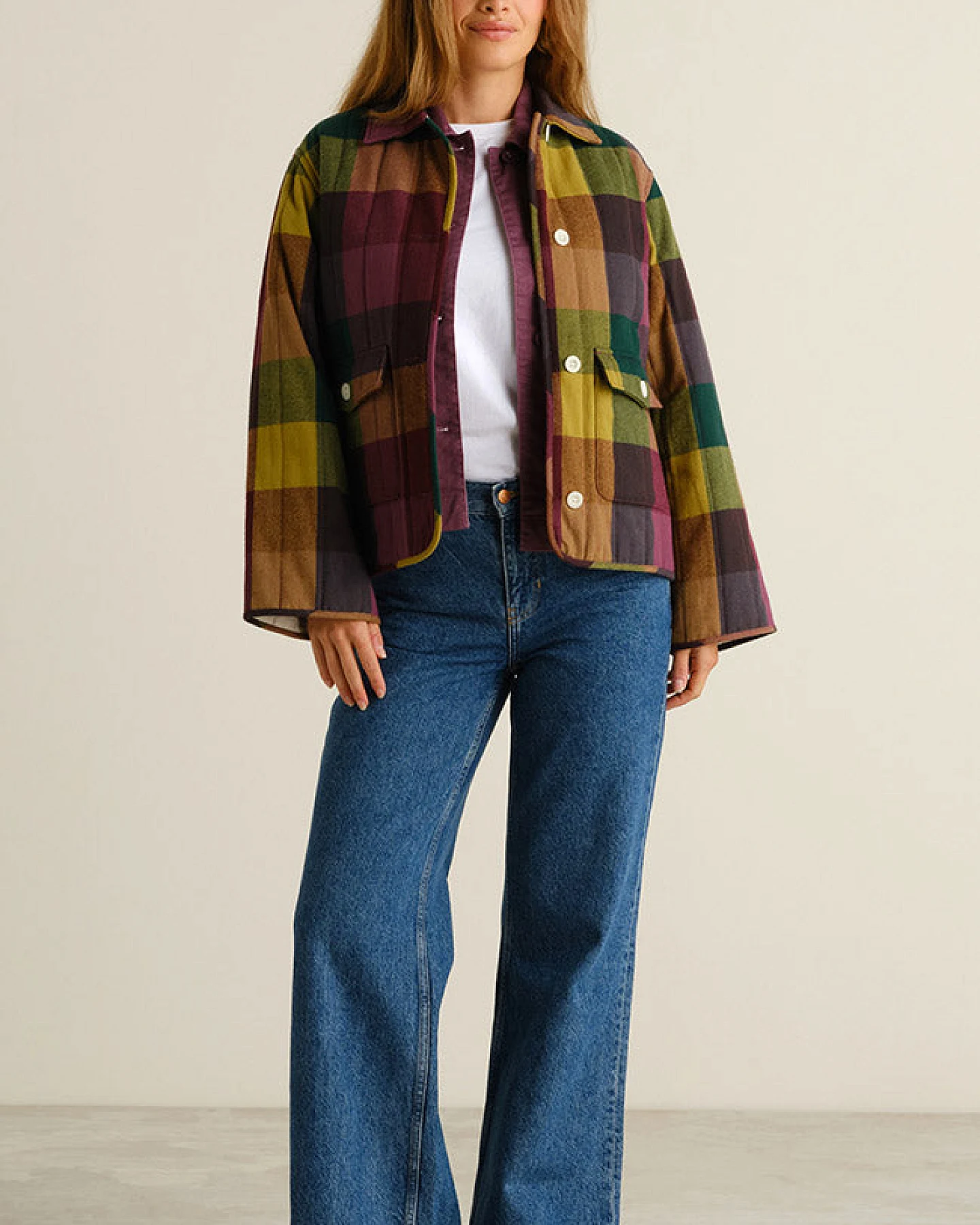 DEDICATED Damen vegan Jacke Voxtorp Flanell Mehrfarbig – Ansicht 2