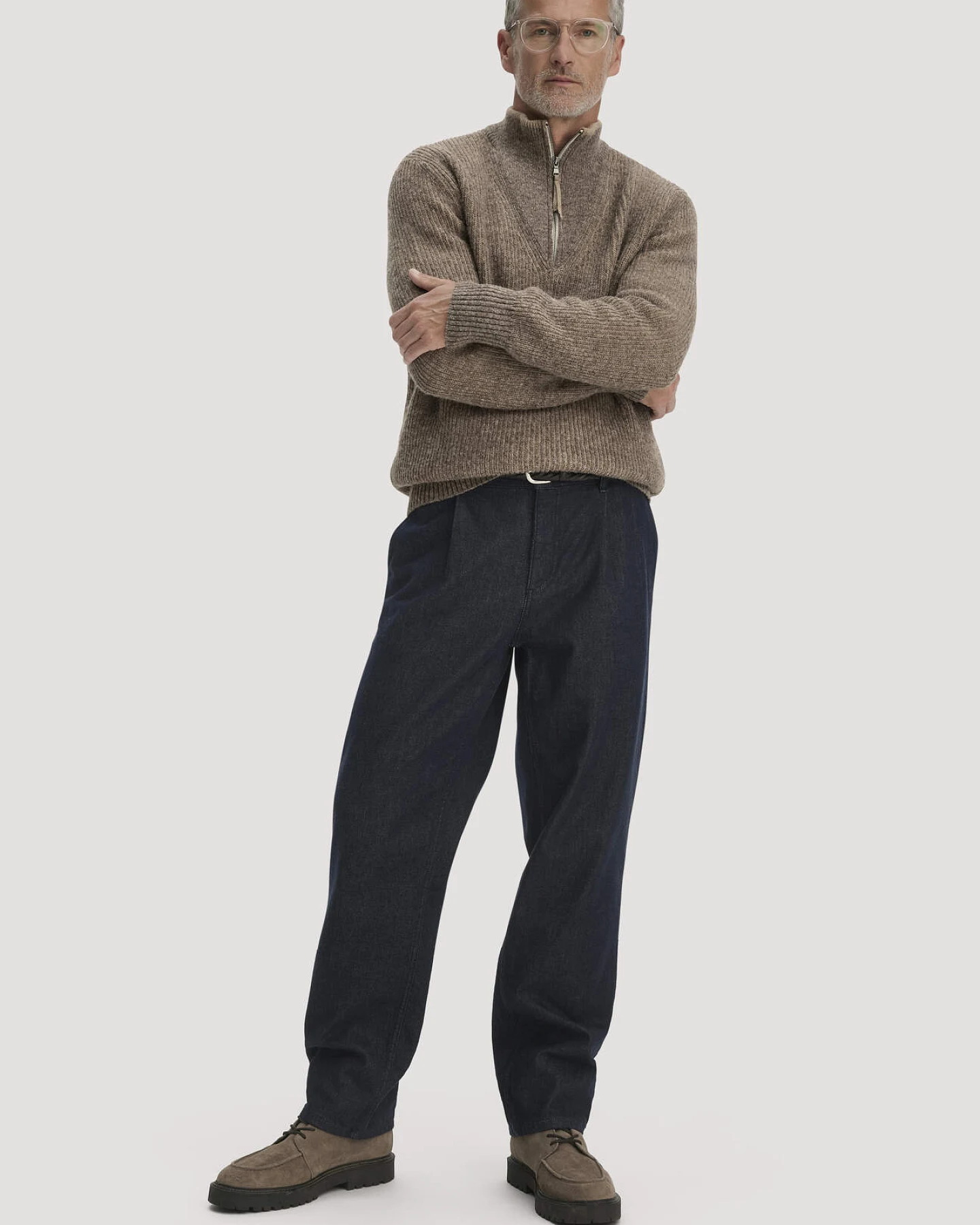 hessnatur Herren Rhön Double Knit Troyer Relaxed aus regionaler Schurwolle mit Bio-Baumwolle - beige - Größe M – Ansicht 2