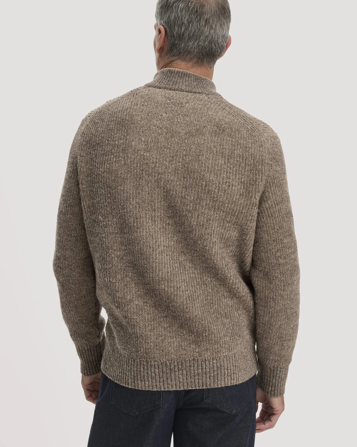 hessnatur Herren Rhön Double Knit Troyer Relaxed aus regionaler Schurwolle mit Bio-Baumwolle - beige - Größe XXL – Ansicht 3