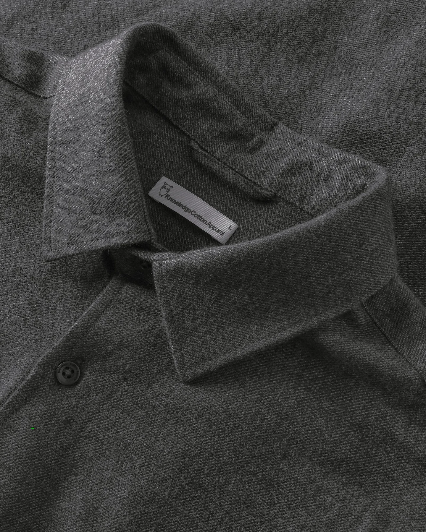 KnowledgeCotton Apparel Herren vegan Hemd Dune Regular Aus Flanell Dunkelgrau Meliert – Ansicht 2