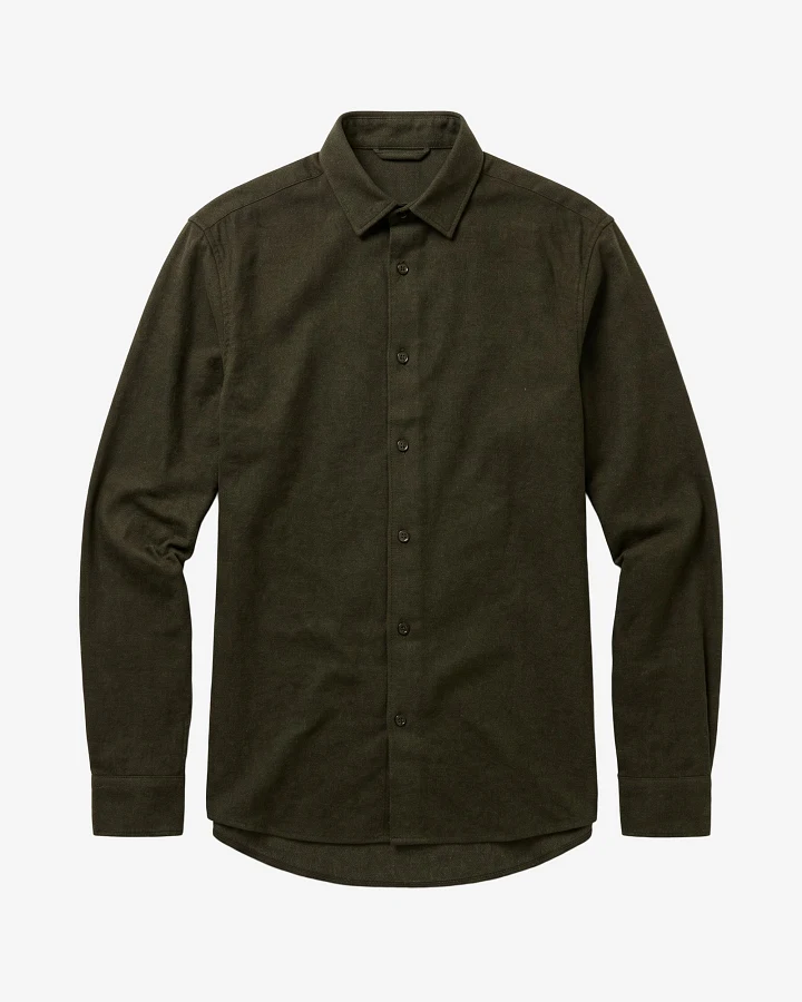 KnowledgeCotton Apparel Herren vegan Hemd Dune Regular Flanell Forest Nachtgrün