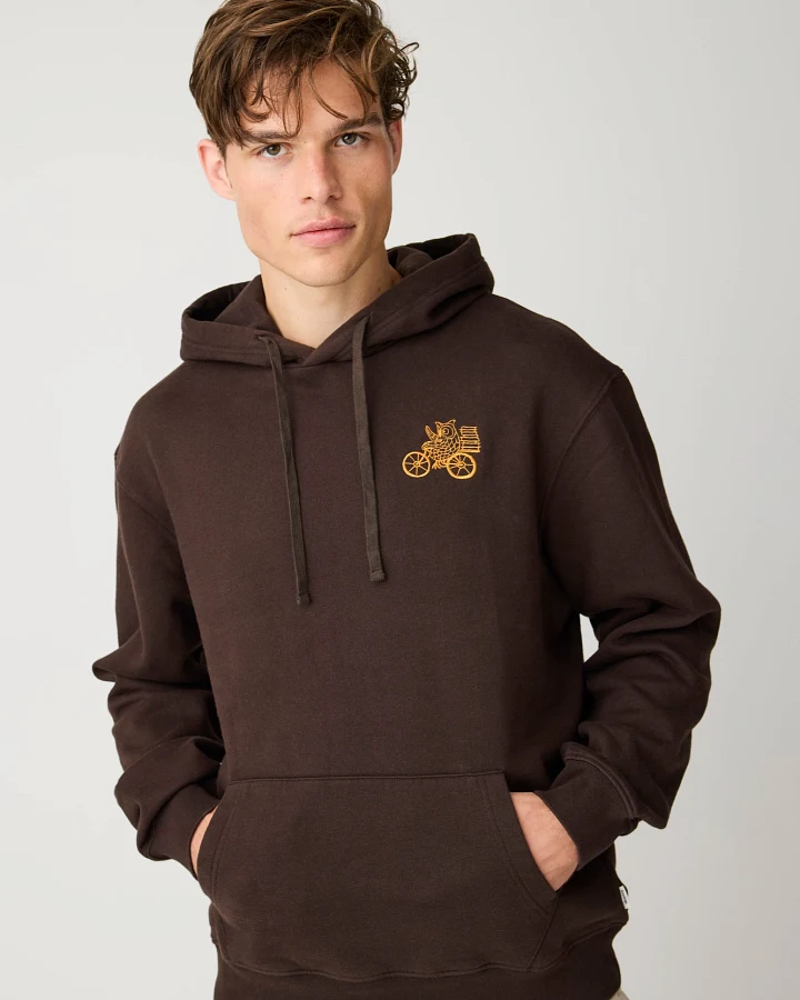 KnowledgeCotton Apparel Herren vegan Hoodie Relaxed Embroidery Chocolate Torte