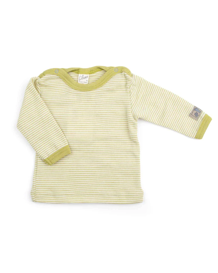 Lilano - Langarmshirt Wolle-Seide kiwi geringelt