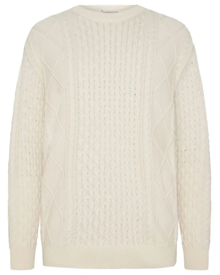 Produktseite: KnowledgeCotton Apparel - Cotton Cable Crew Neck - Wollpullover Gr XL beige
