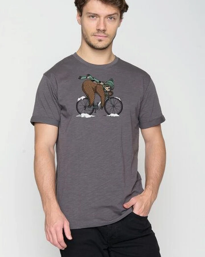 GREENBOMB Animal Sloth Ice Roll - Lässiges T-Shirt aus Bio-Baumwoll Mix / hochwertiger Print / GOTS / Fair & Vegan