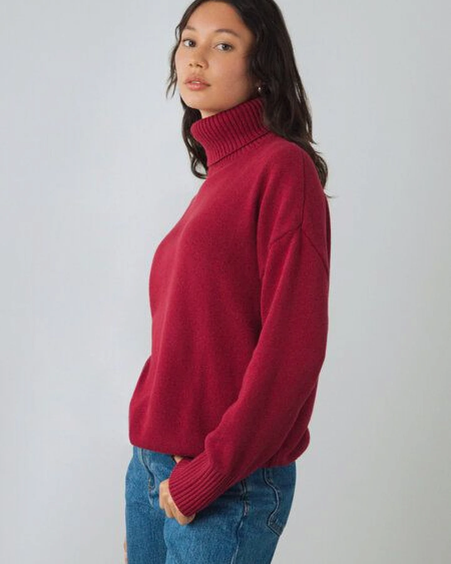 Honest Basics Damen Chunky Rollkragenpullover aus 100% Bio-Baumwolle – Ansicht 3