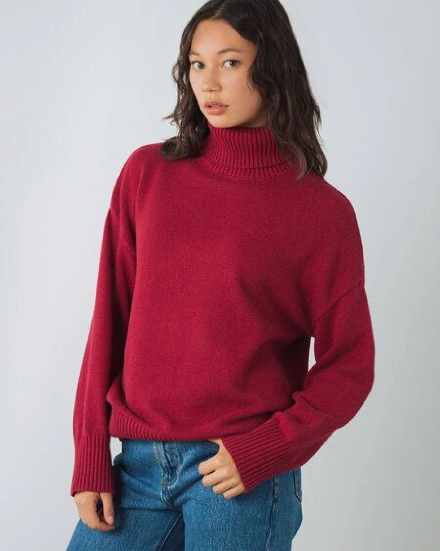 Honest Basics Damen Chunky Rollkragenpullover aus 100% Bio-Baumwolle – Ansicht 2