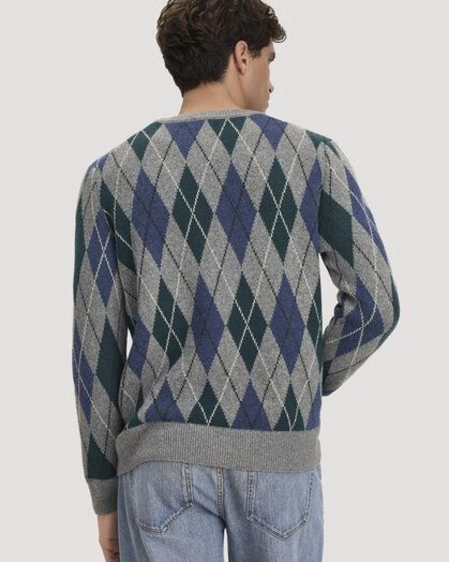 hessnatur Argyle Strickpullover Regular aus Schurwolle und Bio-Baumwolle – Ansicht 2