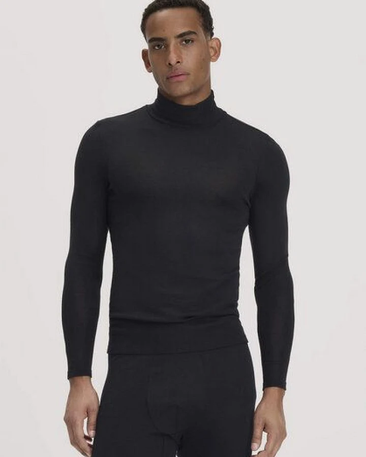 hessnatur Roll-Neck Longsleeve Fitted aus Bio-Merinowolle und Seide