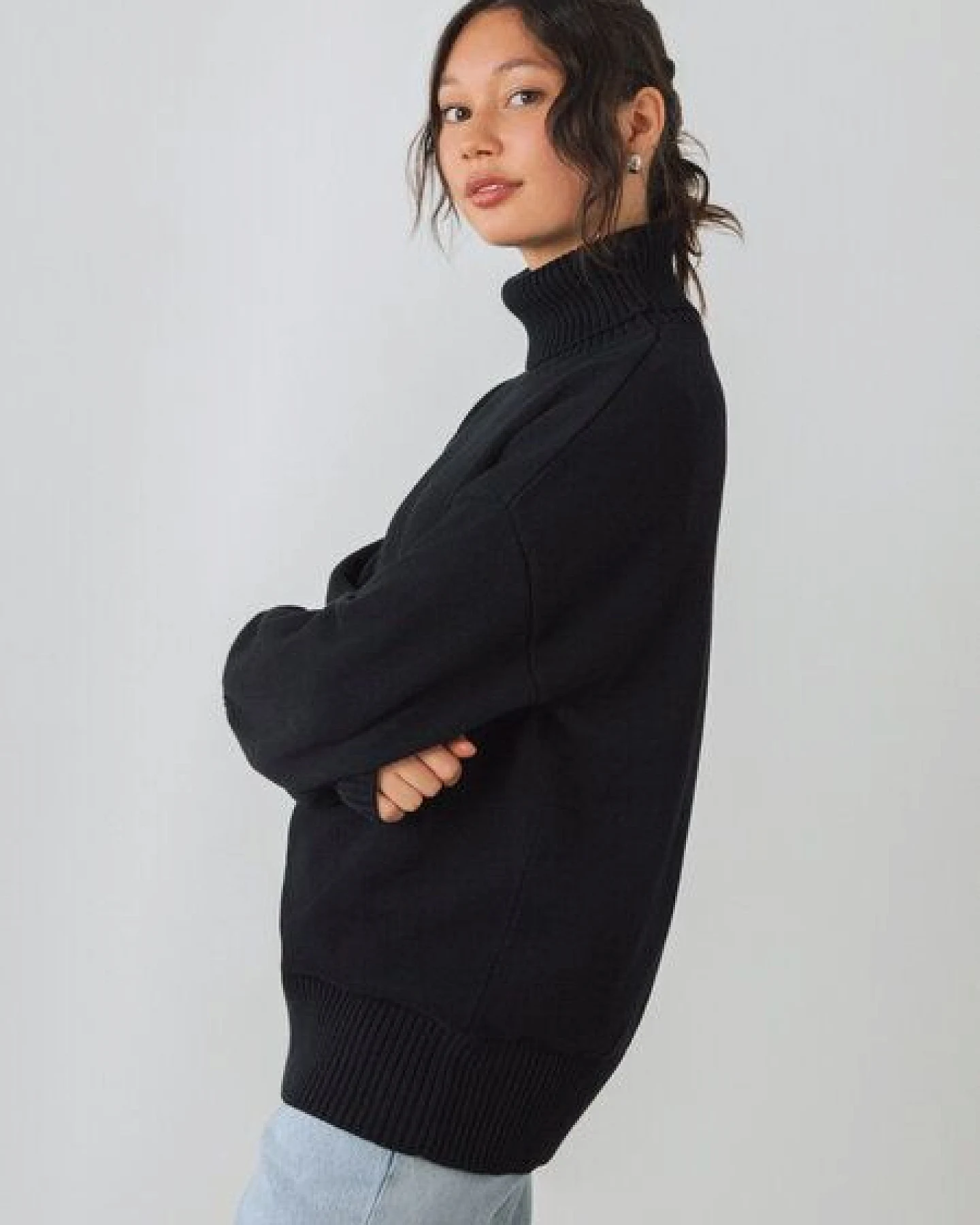 Honest Basics Damen Chunky Rollkragenpullover aus 100% Bio-Baumwolle – Ansicht 4