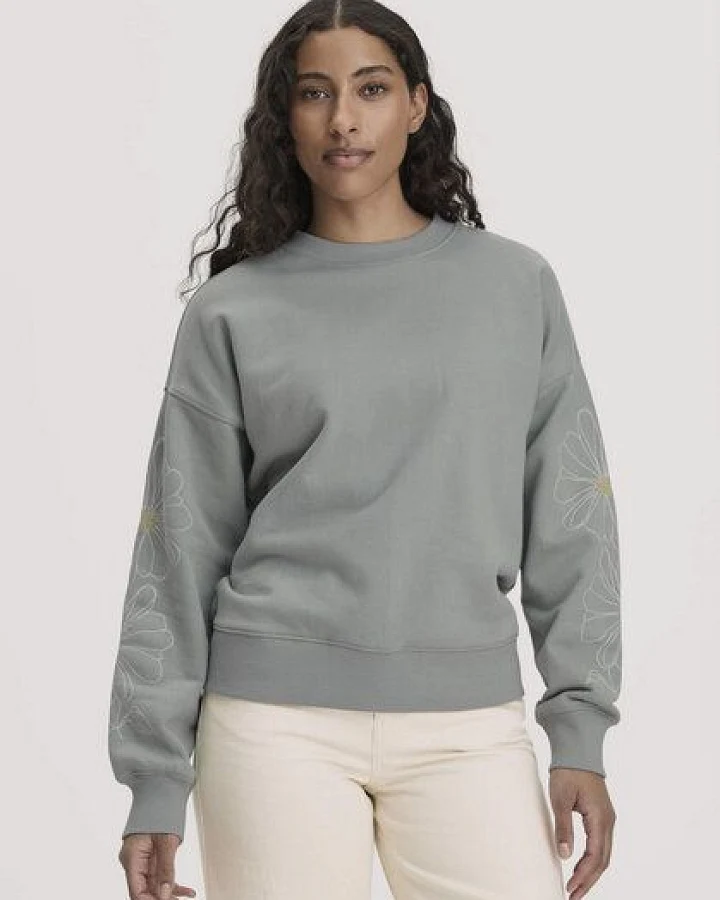 hessnatur Sweatshirt mit Stickerei Oversized aus Bio-Baumwolle mit recycelter Baumwolle