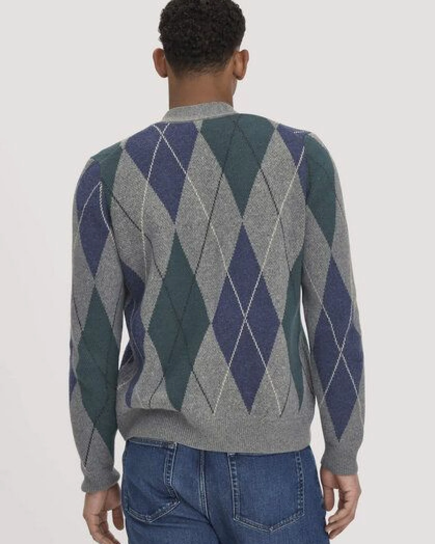 hessnatur Argyle Strick Cardigan Regular aus Schurwolle und Bio-Baumwolle – Ansicht 2