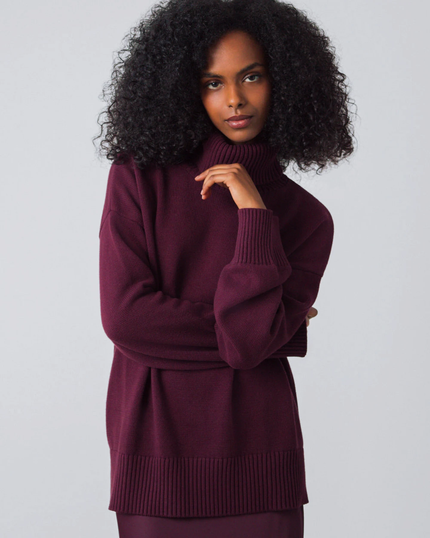 Honest Basics Damen vegan Rollkragenpullover Chunky Beere – Ansicht 2