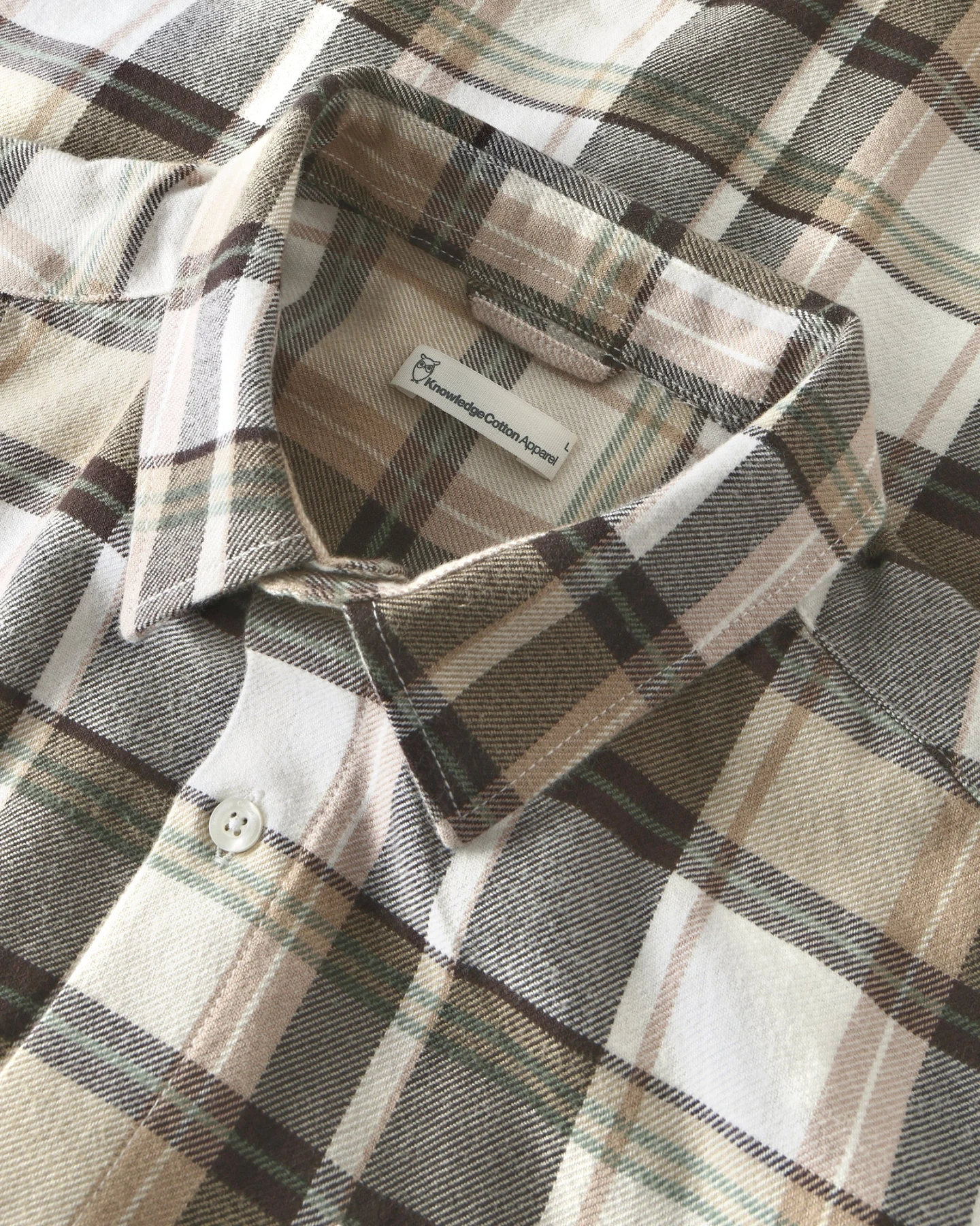 KnowledgeCotton Apparel Herren vegan Hemd Light Flannel Checkered Braun Kariert – Ansicht 2