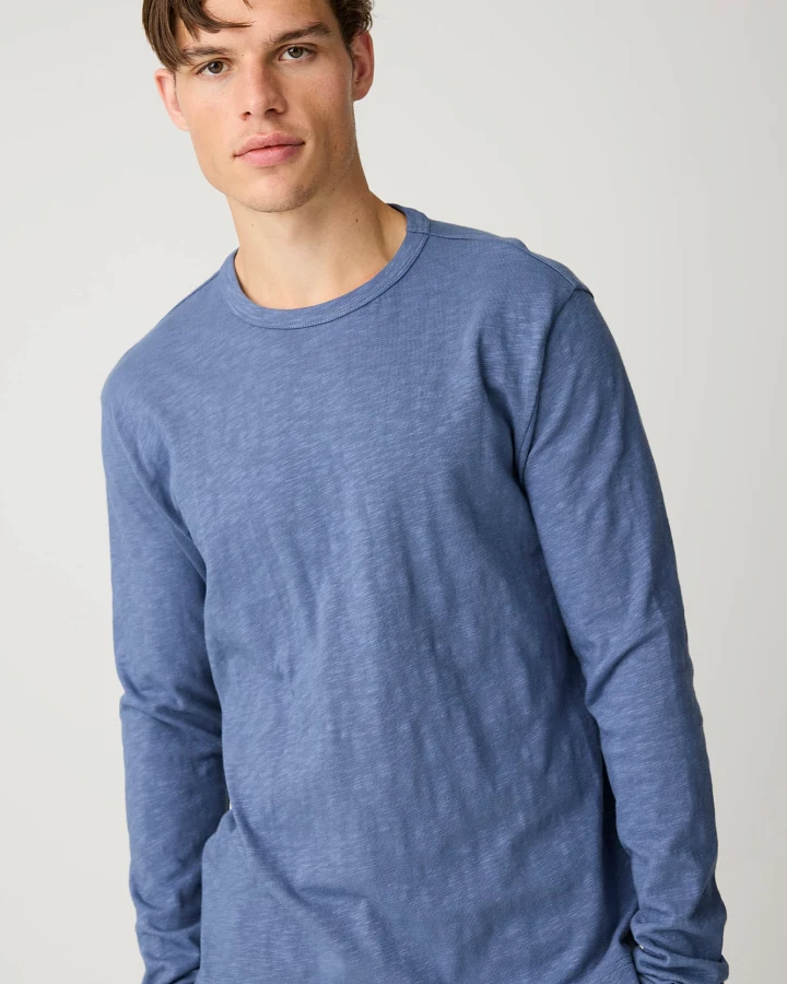 KnowledgeCotton Apparel Herren vegan Langarmshirt Slub Vintage Indigo