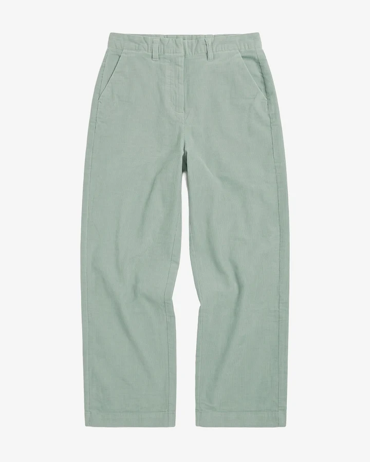 KnowledgeCotton Apparel Damen vegan Hose Bora Wide Cord Lily Pad Grün