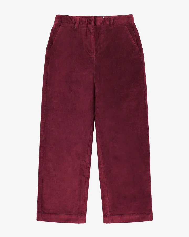 KnowledgeCotton Apparel Damen vegan Hose Bora Weit Cord Burgund